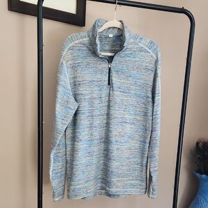 lululemon athletica Men's Heathered Blue Surge Warm Zip-Up Sweater